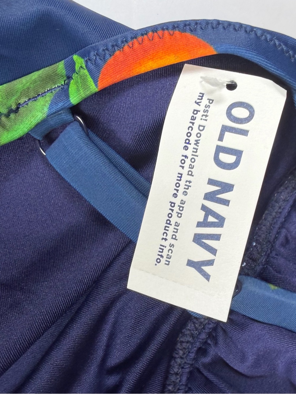 Old Navy Orange Fruit Print One Piece Swimsuit Blue Halter XL NWT - Picture 4 of 9
